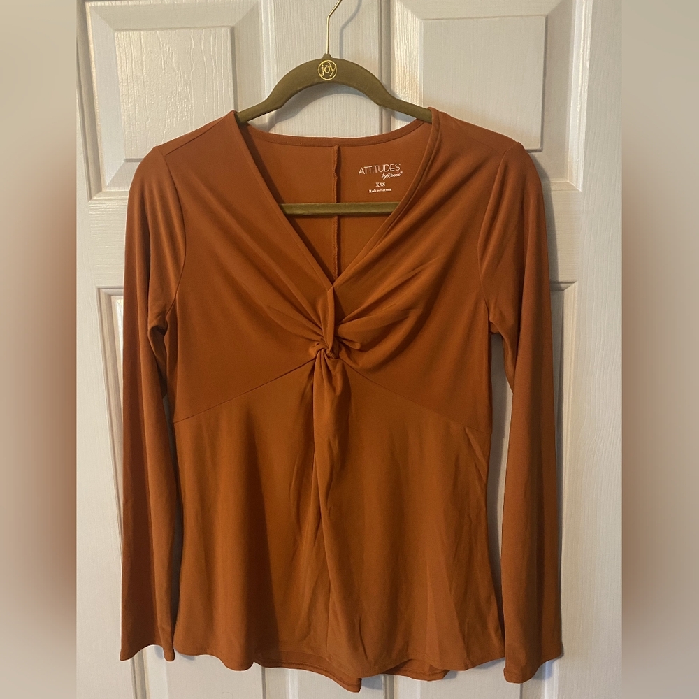 Attitudes by Renee Burnt Orange Long Sleeve Top